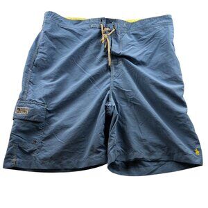 Polo Ralph Lauren Mens Swim Trunks Size XXL Cargo Swimwear Blue Drawstring Beach